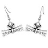 Charm Buddy Graduation Mortar Board & Scroll Dangle Drop Earrings