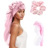 LadayPoa Long Sleep Cap with Hair Ties for Women Long