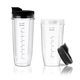 Blender Cups, Juicer Cups, Juicer Replacement Parts, 1pcs 24oz Cups + 1pcs 32oz Cups with to-Go Lids, Blender Accessories Replacement Parts for Ninja Blender