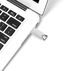 USB Stick 32 GB, Slim Memory Stick 32 GB Waterproof Pen Drive USB Sticks 32 GB with Keyring for School Office Car PC Laptop (Silver)