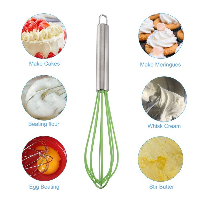 sourcing map Egg Whisk Stainless Steel Whisk Mixer Kitchen Utensil