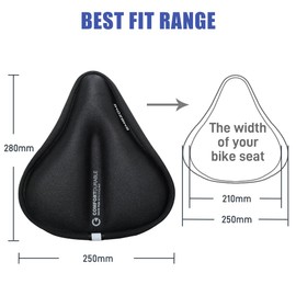 Bicycle Saddle Cover, 28 x 25 cm, Gel Padded Bicycle Saddle Cover, Comfortable, Compatible with Peloton, Adjustable for Men and Women, Comfort on Mountain Stationary Exercise, Road Bicycle Seats
