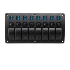 YILIKISS 8 Gang Marine Switch Panel Waterproof Toggle Rocker Switch Panel 12 V/24 V Circuit Breaker Blue LED for Car RV Vehicle Boat Yacht