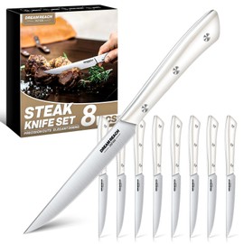 Dream Reach Steak Knife Set - Steak Knives Set of 8 Japanese Stainless Steel Sharp Dishwasher Safe Gifts for Men Women