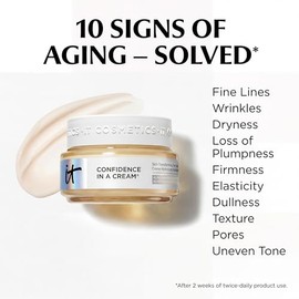 It Cosmetics Confidence in a Cream - Crema Hidratante Facial Antiedad, 48H de Hidratación Facial, Reduce Visiblemente las Líneas de Expresión Finas con Niacinamida y Escualano