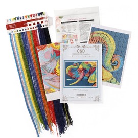 Cross Stitch Kits Stamped Full Range of Embroidery Starter Kits for Beginners DIY 14CT Easy Patterns Embroidery for Girls Crafts-Rainbow elephant 17.3x14 (inch)