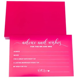 RXBC2011 Wedding advice and well wishes Cards for the Mr and Mrs Bride and Groom Newlyweds Bridal Shower Games Note Marriage Advice Pack of 50 Hotpink