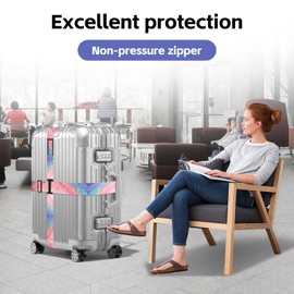 Metamorisy,Luggage straps with locks,Cross suitcase straps with luggage labels,Suitable for large suitcases,Pink luggage belt (Pink)