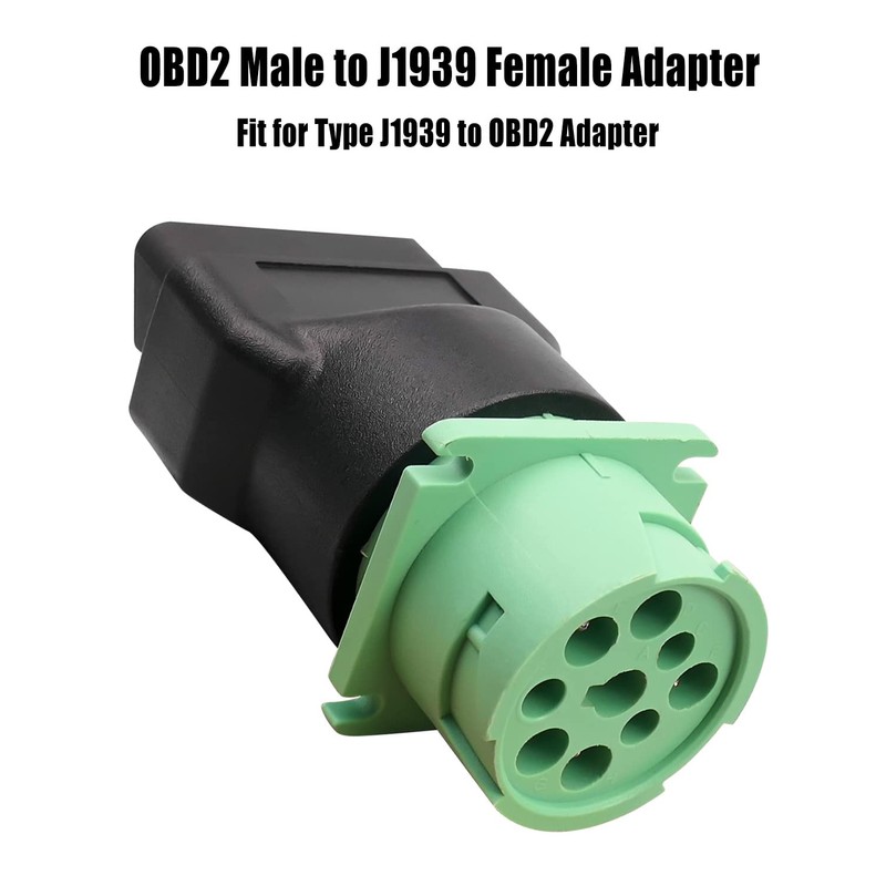 AUGREX OBD2 Male to Green J1939 Female Adapter 9pin to