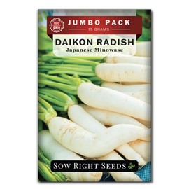 Sow Right Seeds - Bulk Japanese Minowase Daikon Radish Seeds for Planting - 15 Grams, 1000 Seeds - Non-GMO Heirloom Jumbo Pack with Instructions to Plant a Home Vegetable Garden - an Abundant Harvest