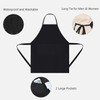 ILLUVA Waterproof Cooking Apron with Pockets, Black Kitchen Apron BBQ