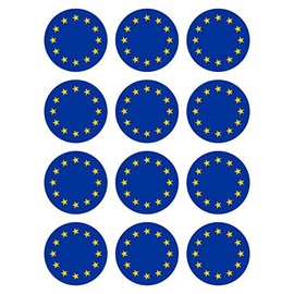 Generic Pack of 12 Stickers EU Flag Round 4 cm Europe European Union Weatherproof and UV Protection Set