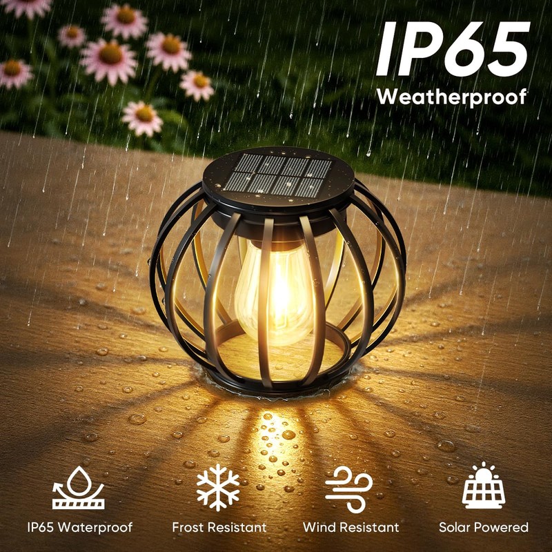 NESSTU Solar Lanterns Lights Waterproof: 4 Pack Metal Hanging Outdoor