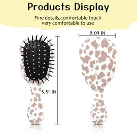 GABraden Mini Hair Brush,Cute Detangling Travel Hair Brush,Soft Bristles for Effortless Tangle Removal,Detangler Hairbrush for Women Men Boys Girls Kids Wet Dry All Hair Types(Brown Cow)
