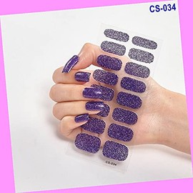 16pcs Glitter Gradient Pure Color Full Nail Wraps Nail Polish Art Sticker Cs034 for Nails Design Nail Art Stickers Decals Supplies Manicure Tips Sticker Colorful for Nail Decorations