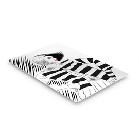 Smile Art Design Black and White Lady Red Lips Sketch Glam Fashion Metal Print Wall Art Office Bathroom Teen Girl Room Women Dorm Bedroom Living Room Wall Decor 12x8