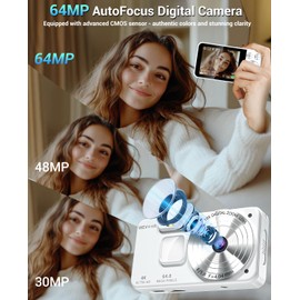 Digital Camera 4K 64GB, Wevoor 64MP Autofocus Camera with 2.8 Inch Screen, 18X Digital Zoom Compact Camera, 2000 mAh Portable Mini Camera for Beginners Adults Teens Travel Party Selfie