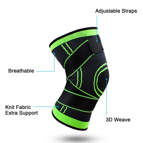 2-Pack Arthritis Knee Compression Sleeves, Knee Brace with Compression Straps,