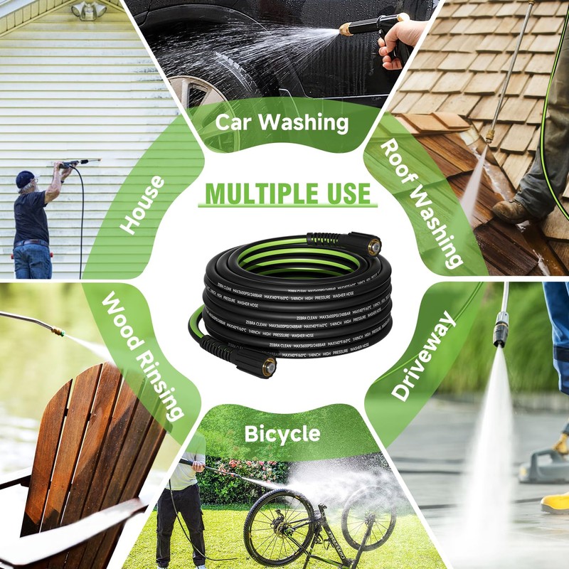 Pressure Washer Hose，3600 PSI Kink Resistant Power Washer Hose Replacement–