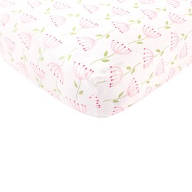 Touched by Nature Organic Cotton Fitted Crib Sheet, Pink Feather