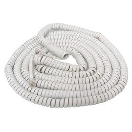 Avalanche White Coiled Handset Telephone Wire Cord 44 feet When Stretched