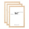 3Pack-5x7 Inch Natural Solid Oak Wood Picture Frames Set for