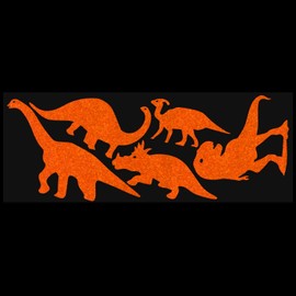 LiteMark Dinosaur Reflective Sticker Pack, Orange Dino Pack of 5 Pcs (Brachiosaurus, Diplodocus, Triceratops, Parasaurolophus and Tyrannosaurus) (Orange 5 Pack)