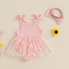 Newborn Baby Girl Cute Outfit Sleeveless Flower Print Tulle Patchwork