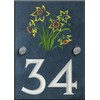 Engraved Slate House Number Sign Plaque with Hand Painted Motif
