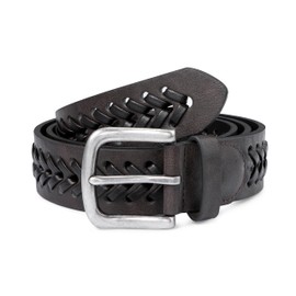 MILORDE Leather Braided Belts for Men, Handmade, Causal Woven Leather Jeans daily wear (X Brown, S 30-32")