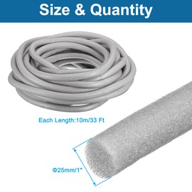PATIKIL 1" x 33 ft Foam Backer Rod, Foam Caulk Saver Concrete Expansion Joint Filler Weather Strip for Sealing Concrete Gaps, Crack Joint Sealer, Grey