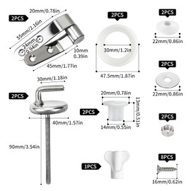 Fanmitrk Stainless Steel Hinge Set for Toilet Lid, Suitable for Wood, MDF, Bamboo Lid, Replacement Parts for Toilet Seat