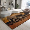 9CH African Elephant Sunset Area Rug, Non-Slip African Rugs for