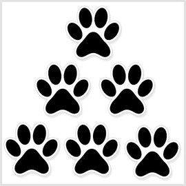Pack of 30 Paw Vinyl Stickers (40mm) Waterproof Labels for Fridge, Car, Laptop Packwith® #P3708