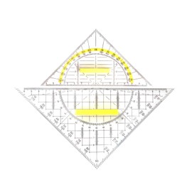 2 Stück Geodreieck mit Griff, Geodreieck Groß und Klein Geodreieck Set, Geo Dreieck Flexibel 14cm und 20cm Dreikantmaßstab Kombiniert Längen