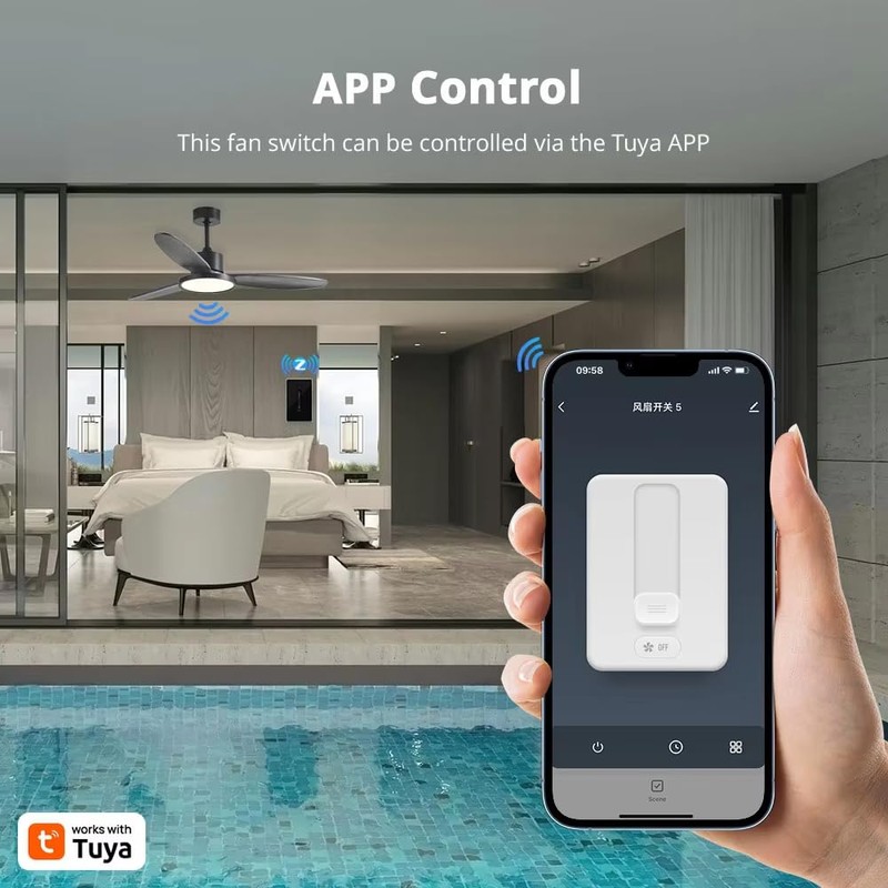 Yagusmart Zigbee Smart Fan Switch, 1 Gang 1 Way, Speed