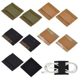 OLYCRAFT 10Pcs 5 Colors Tactical Headphone Cable Storage Board 2x2 Inch Tactical Headphone Cable 7mm Thick Reusable Fastening Cable Ties with Hook and Loop Sticker for Tactical Helmet Headset