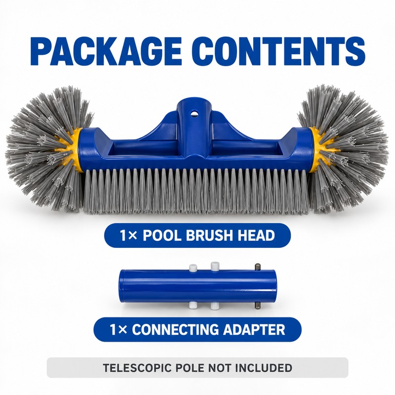 2 Pack 13 Inch Pool Cleaning Brush Heads with Rounded