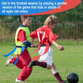 Hilhook Flag Football Belts, 20 Set of Adjustable Flag Football Set with 60 Flags for Kids Youth and Adults Training