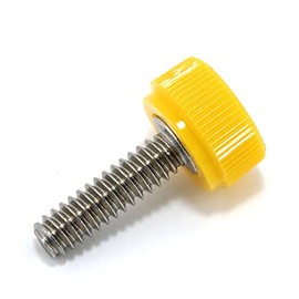 #6-32 x 1/2" Thumb Screw Stainless Steel - Yellow Knurled Round Plastic Knob - Standard/Coarse Thread ThumbScrew - Length: 0.500" - Proudly Built in USA - Package of (4)