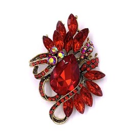 COLORFUL BLING Rhinestone Brooch Pin Red Leaf Brooch Pin Blue Vintage Brooch Pin Jewelry Accessory Gifts Decoration