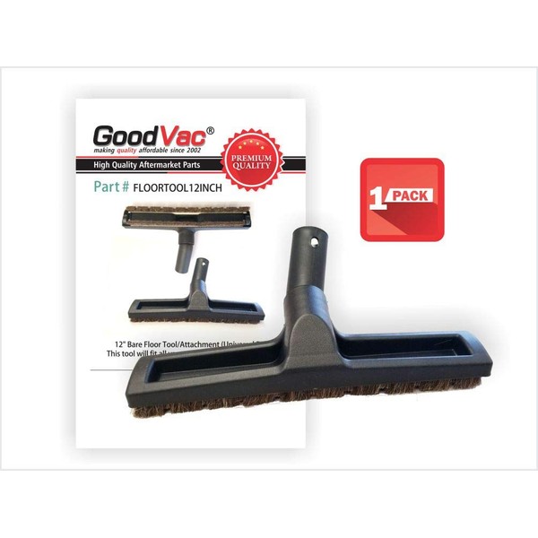 GOODVAC Brand Deluxe 12" Hardwood Floor Tool with Natural Horsehair Brush Bristles Compatible with Rainbow, Kirby, Hoover and More.