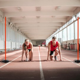 ASENVER Soccer Basketball Training Poles Detachable Agility Poles Training Equipment, Slalom Drill Speed Training Pole (6 FT Pack of 4, Orange)