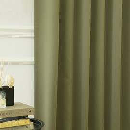 Best Home Fashion Thermal Insulated Blackout Curtains - Back Tab/Rod Pocket - Olive - 52" W x 102" L - (Set of 2 Panels)