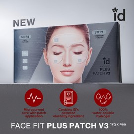 id Face Fit Plus Patch V3 – Hydrating & 3D Lifting Hydrogel Face Mask, Enhanced with Microcurrent Care, 32 Key Ingredients for Elasticity Boost, Korean Skin Care, 17g x 4ea