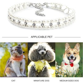 Collares de Perlas para Perros pequeños, Lindos Collares Ajustables para gatas, Collar con Cuentas de Diamantes imitación, Gargantilla Lujo para Cachorros y Gatitos, Regalos Boda y cumpl