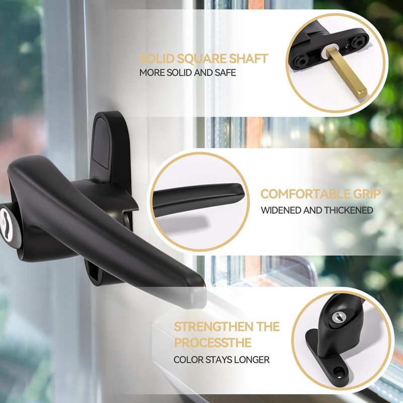 Bwintech 1 Pcs Offset Black UPVC Aluminium Window Handle,Right Hand,