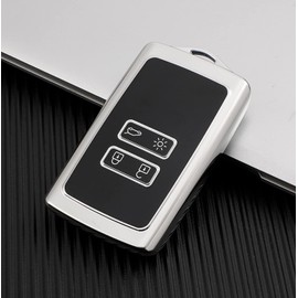 Kelay RENAULT Key Card Case For Renault Trafic Clio Arkana Captur Kadjar Koleos Grand Scenic Megane Zoe Dacia Duster Key Cover, Renault Arkana Key Card Case (Silver)