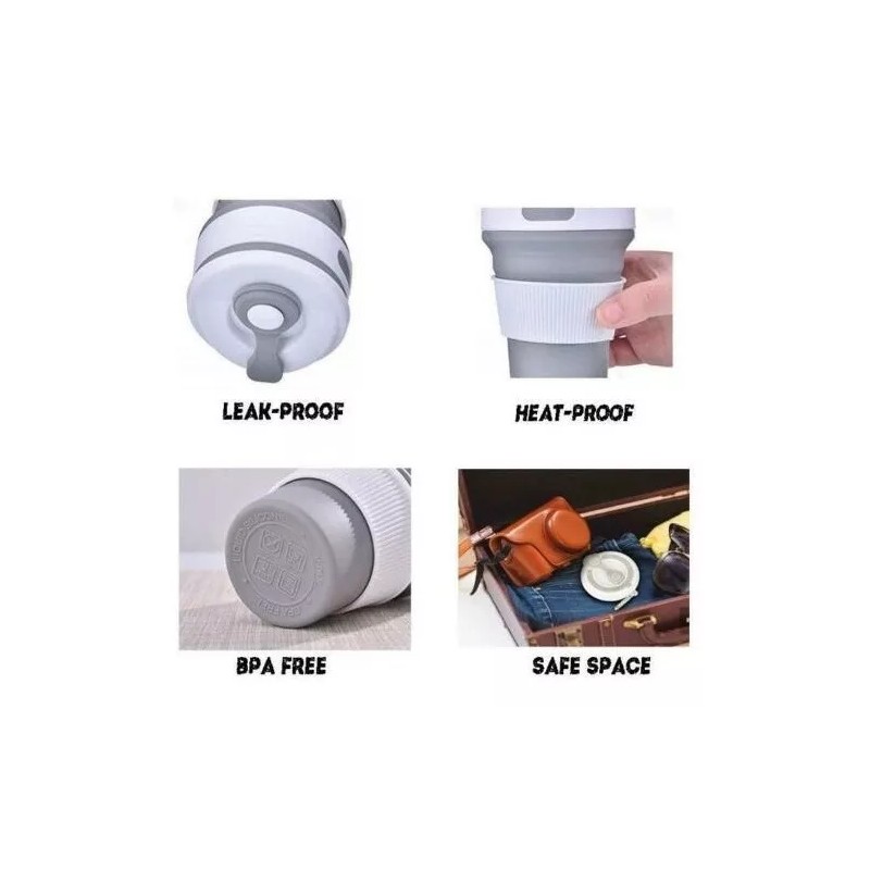 CL Vaso De De Silicon Plegable Con Manga Portatil Fold