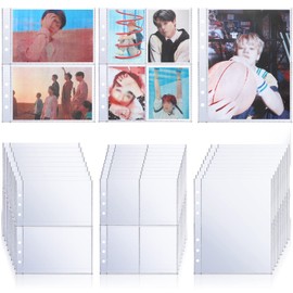 CHENGU Binder Pockets Clear 4 Pocket 2 Pocket 1 Pocket Pouch Document Folders Trading Card Binder Card Sleeves Photo Album Pages for 6 Ring Binder A5 Pocket Sleeves Refill Sheets (30 Pcs)